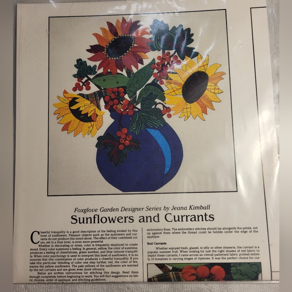 Jeana Kimball – Applique Pattern – Sunflowers & Currants